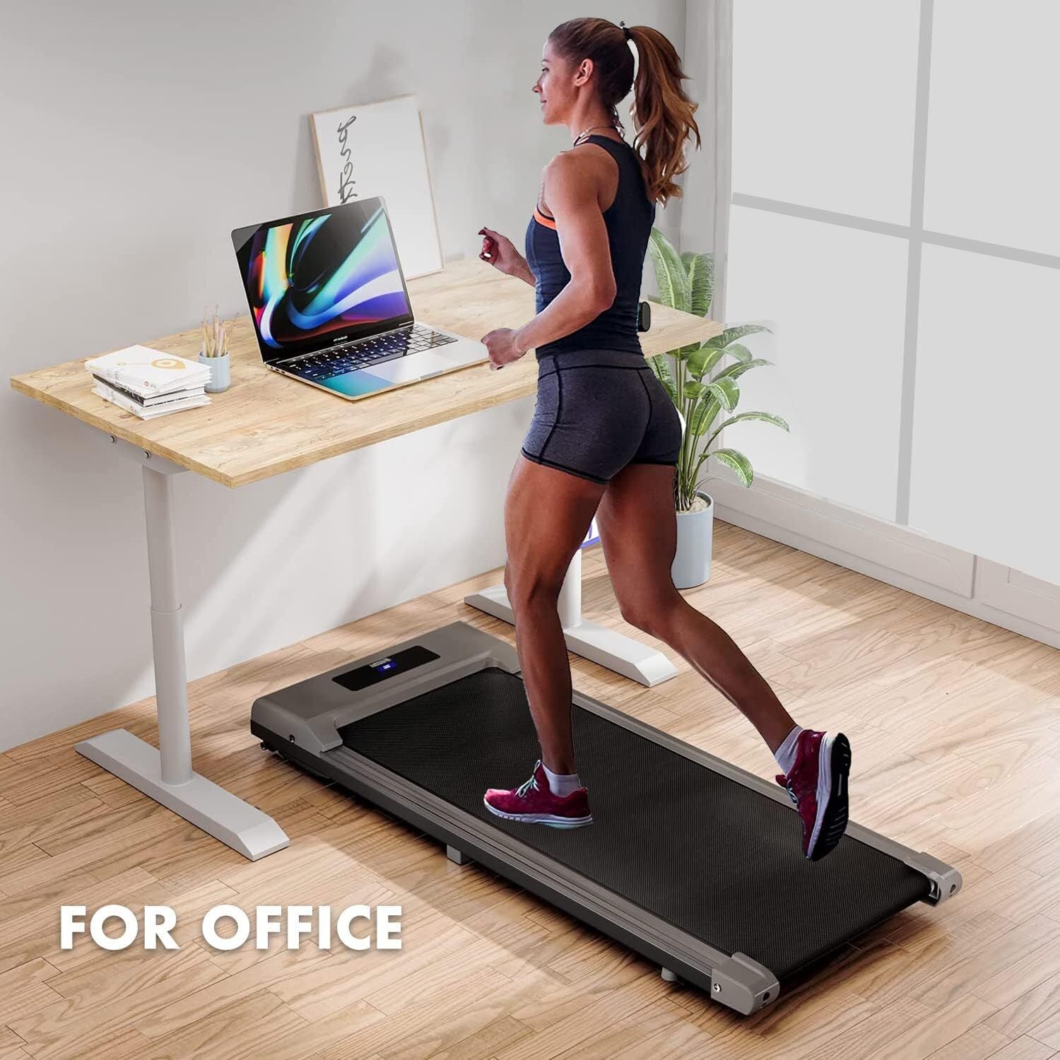 Walking Pad Treadmill Electric Foldable Underdesk Smart Running Machine + Holder