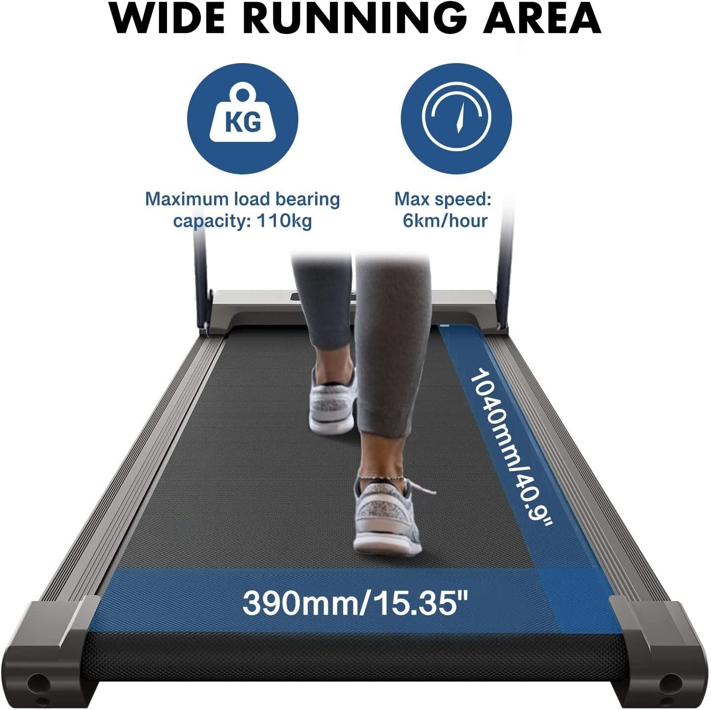 Walking Pad Treadmill Electric Foldable Underdesk Smart Running Machine + Holder