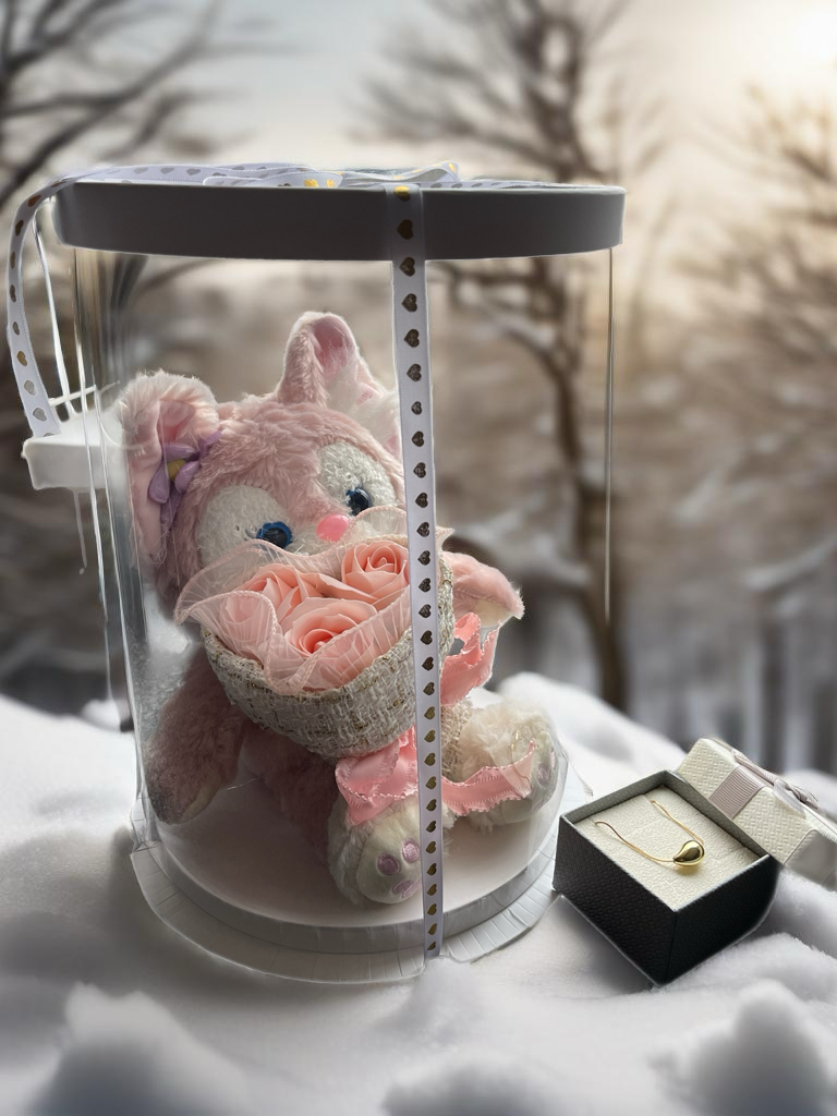 Adorable Fluffy Anti-Allergic Bear with Necklace – Perfect Valentine’s Day Gift