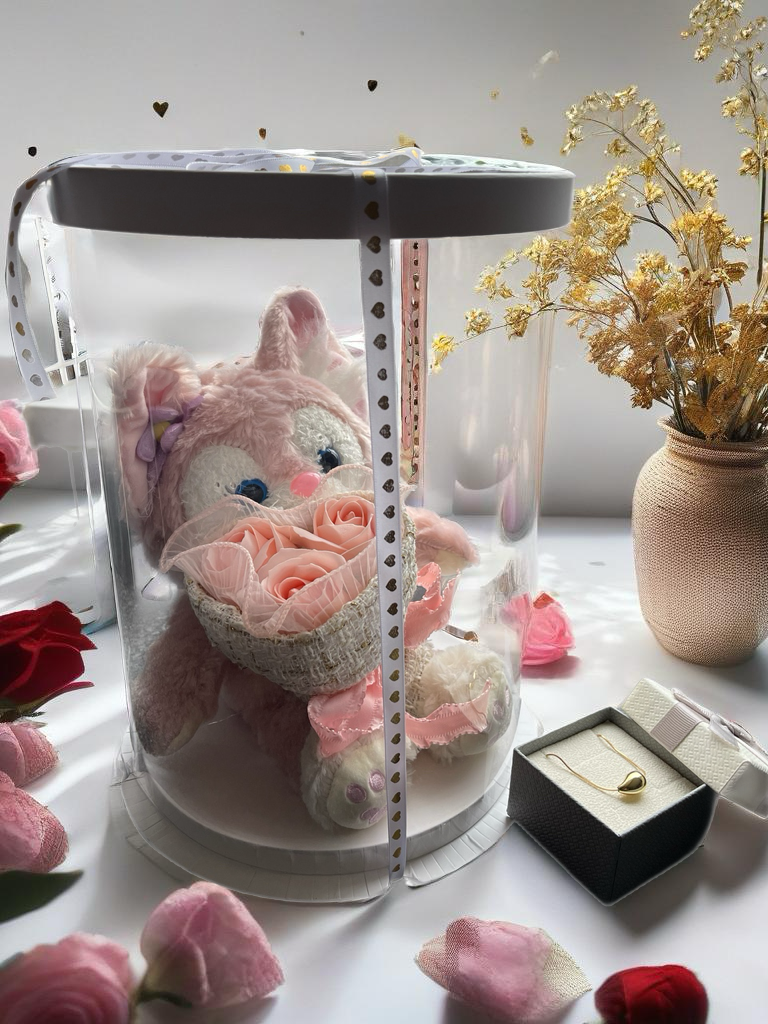 Adorable Fluffy Anti-Allergic Bear with Necklace – Perfect Valentine’s Day Gift